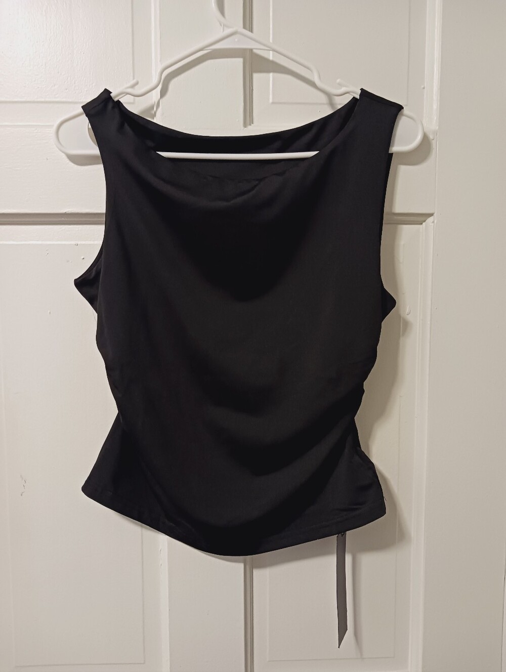 S. Deer Ruched Tank Top , Black Womens Size Large NWT